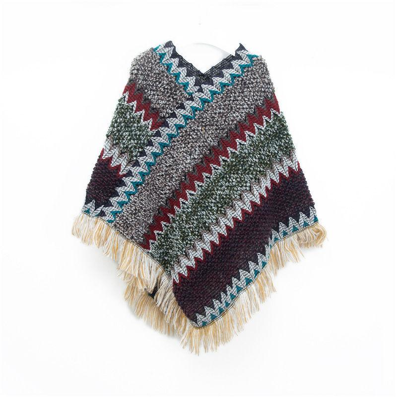 Christmas Style Shawl Tibetan Travel Women's Red Style Western Retro Ethnic Pullover Cape