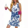 Women's Casual Fashion Sexy V-neck Sleeveless Floral Hem Slit Dress