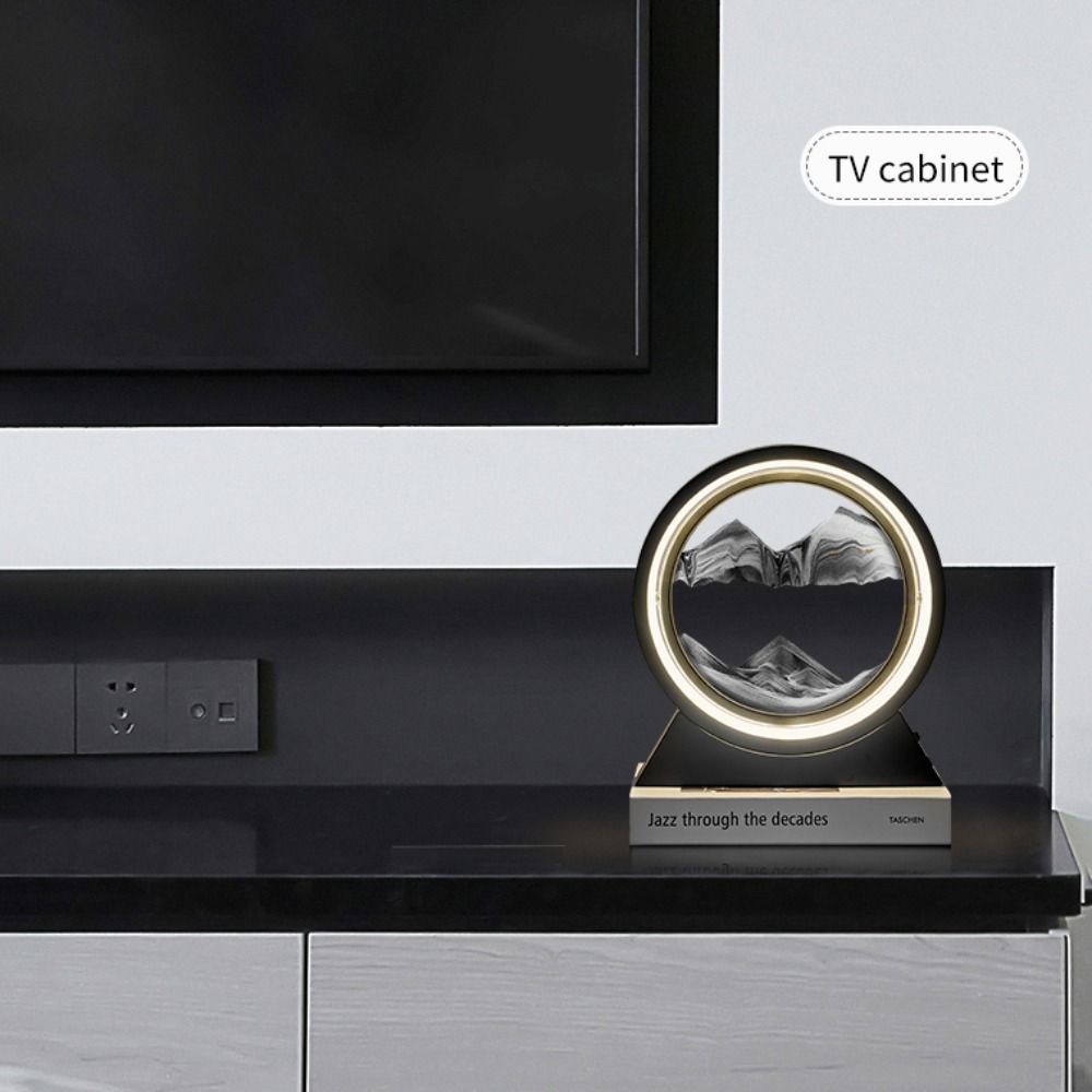 Home Decor With 7 Colors Desktop Ornament Hourglass Light Quicksand Painting Sandscape Lamp