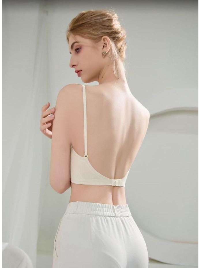 Beautiful Backless Seamless Ice Silk Bra - Women's Thin Summer Wire-Free Push-Up Design