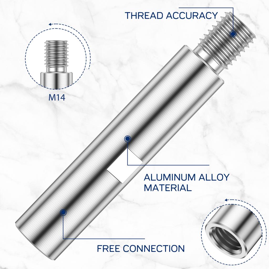 3/6 יחידות מוט מאריך זוויתית M14 3/4/5.5 אינץ' ציר מאריך זוויתית מתאם ליטוש רכב