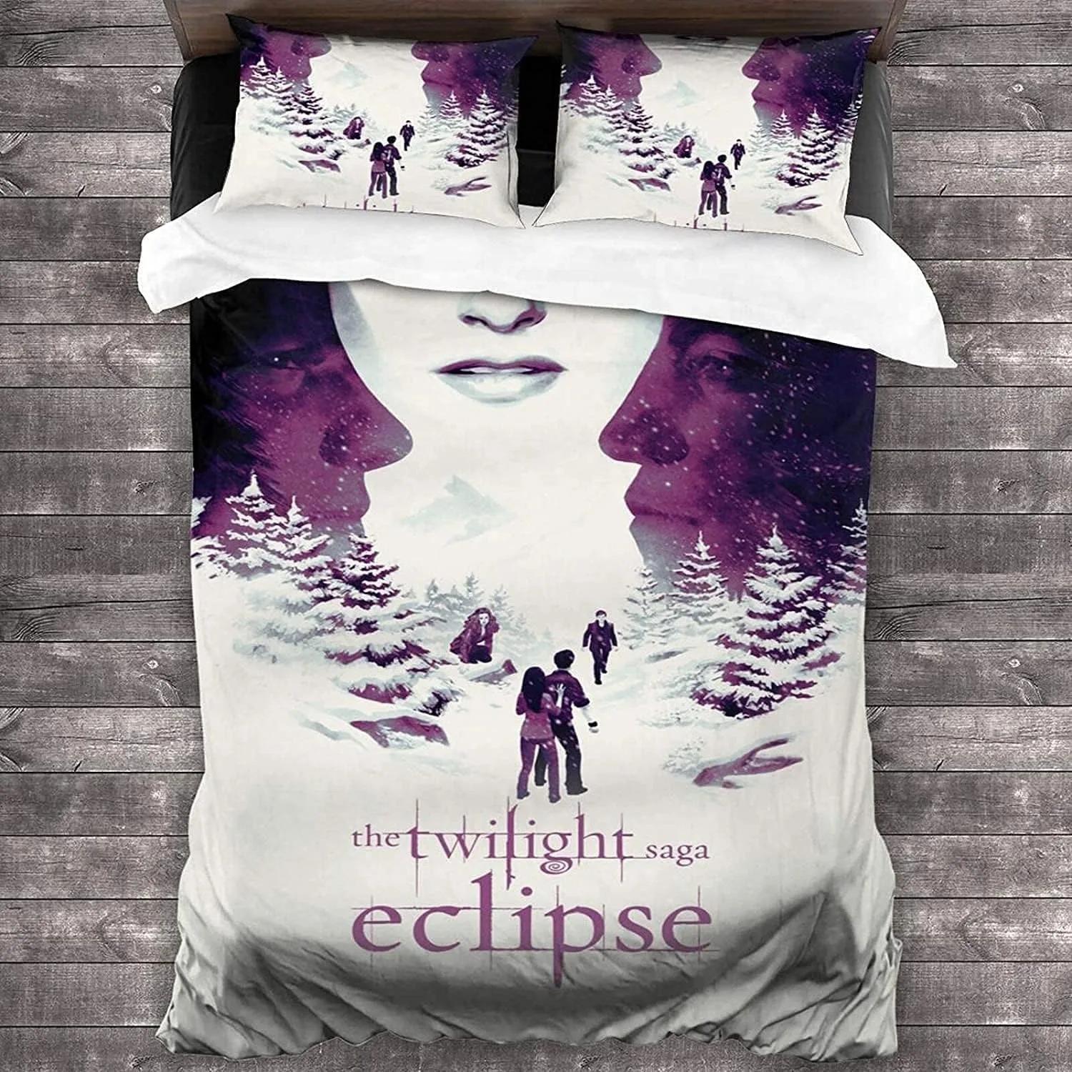 Housse de couette et taies d'oreiller imprimées en 3D T-Twilight-S S-Saga, Ensemble de literie Bella Vampire pour adolescents et adultes, Cadeau pour garçons et filles 100x135cm