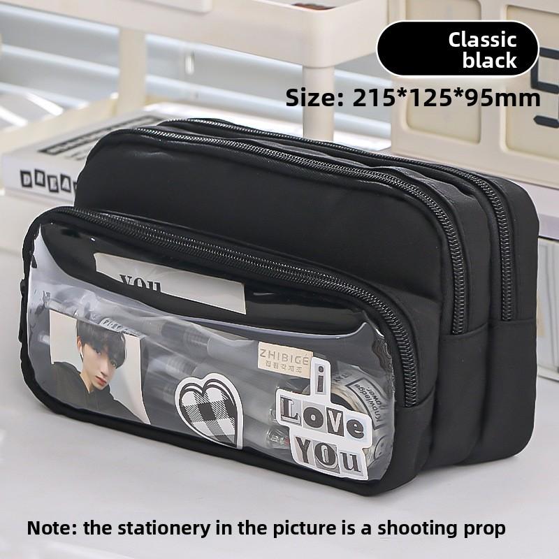 Transparent Pencil Case Large Capacity With Multi Function Design For Students And Office Use