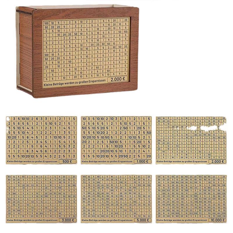 DIY Wooden Piggy Bank with 8 Replaceable Amounts - Creative Cross-Border Gift