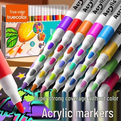 True Color Quick-Drying Waterproof Acrylic Marker for Kids - Opaque Hand-Painted Graffiti & Art Drawing Pen.