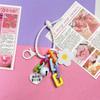 1 Piece Cute Little Flower Key Ring Creative Candy Color Flower Heart Keychain Bag Pendant Accessories
