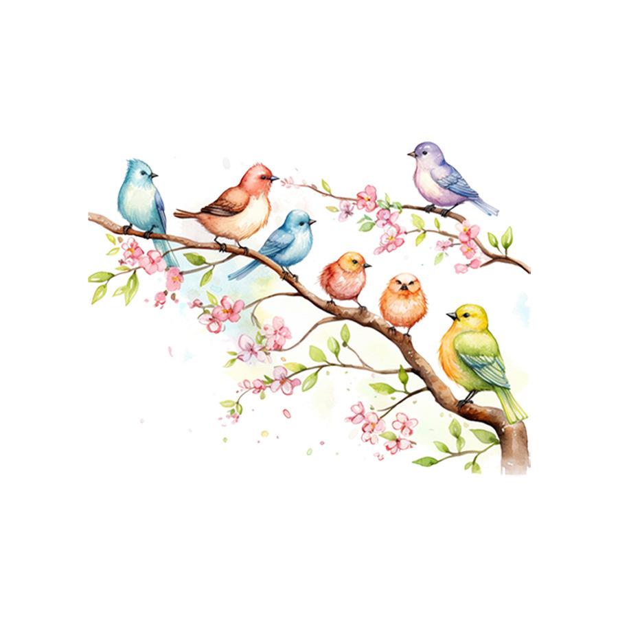 Bird Flower House Waterproof Self Adhesive Toilet Lid Sticker Bathroom Home Decor