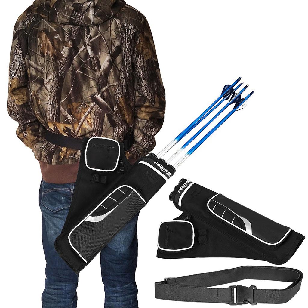 Archery Arrow Quiver Holder 3 Tubes Back Waist Shoulder Bag Pouch Bow Target(black)