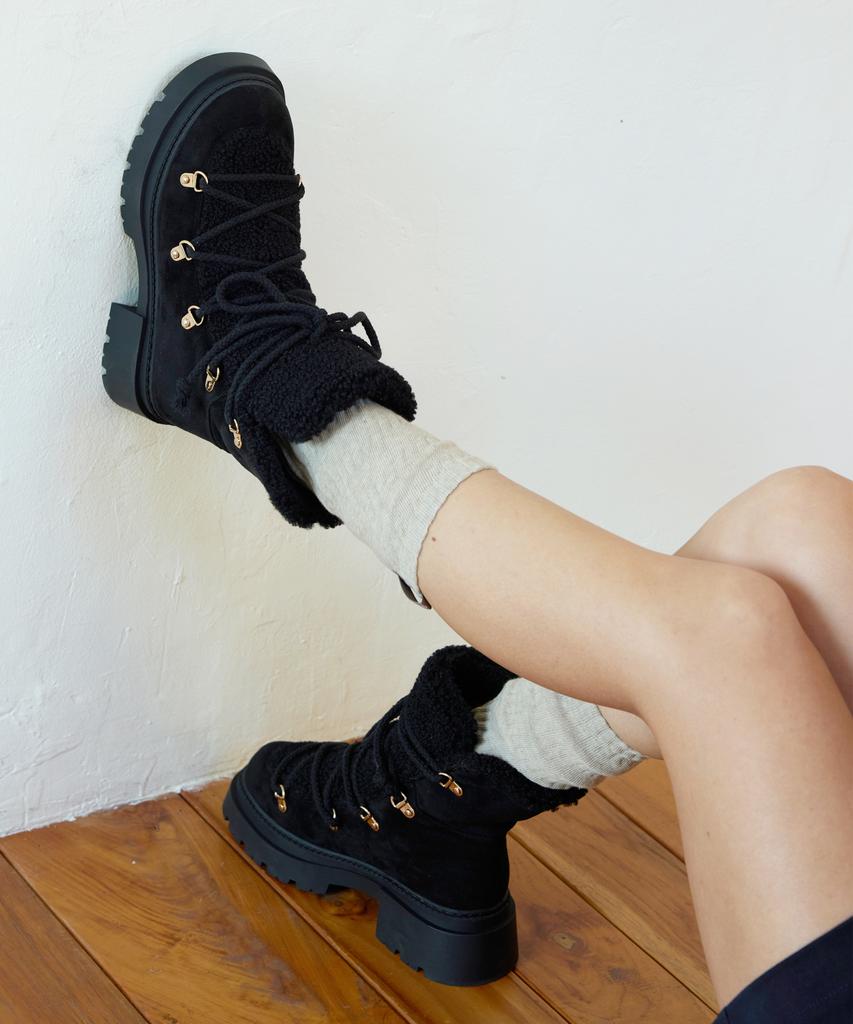 Cesti Urban Cozy Fur Worker Boots (Black)