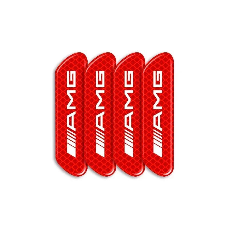 4PCS/set AMG Badge Car Reflective Strips Warning Stickers Car Styling for Mercedes Benz W204 W205 W210 W211 W212 W213 C E Class