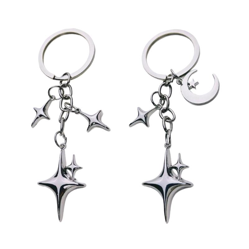 

Pack of 2 Trendy Star Moon Zinc Alloy Key Holders Lightweight Keychains Handbag Decoration Handmade Jewelry