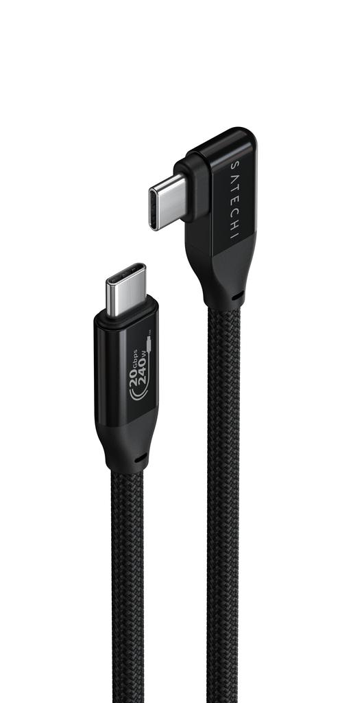 SATECHI To 90 240W 20Gbps Video Compatible with iPhone Galaxy and More Black Right-Angled USB-C USB-C Cable, Degree, PD, Transfer, 4K/60Hz Output,