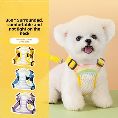 Dog Out Nefes Alabilir File Göğüs Kayışı Gökkuşağı Tasması Küçük ve Orta Boy Köpekler Teddy Cat Pet Yürüyüş Köpek İpi