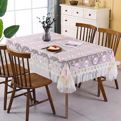 Lace Rose Printed Tablecloth Pastoral Embroidery Hollow Table Cover Wedding Party Kitchen Hemming Clear Dining-Table Cloths