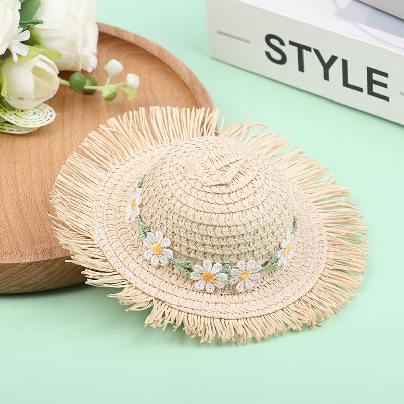 Dollhouse Handmade Daisy Hat Sun Cap For 1/6 Doll Accessories Doll Cute Hat With Bow Decoration Doll Hat Children'S Toy Gift