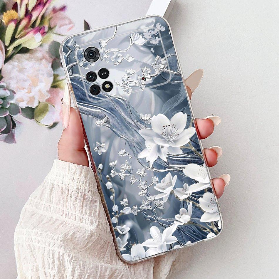 For Xiaomi Poco M4 Pro Elegant Floral Butterfly Phone Case For Xiaomi Poco M4 5G PocoM4 Pro 5G 4G Soft Silicone TPU Cases