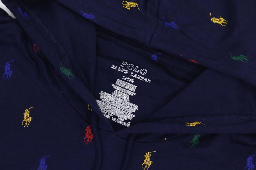 POLO RALPH LAUREN Print Hooded Long Sleeve SUPREME COMFORT Size Navy Men's Multi-Pony T-Shirt, 0107511, Small, [Used]