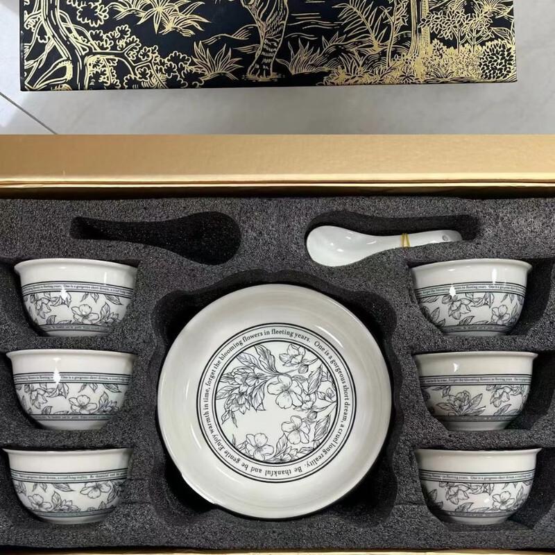 Ceramic Dinnerware Set 6 Bowls 6 Spoons 2 Plates