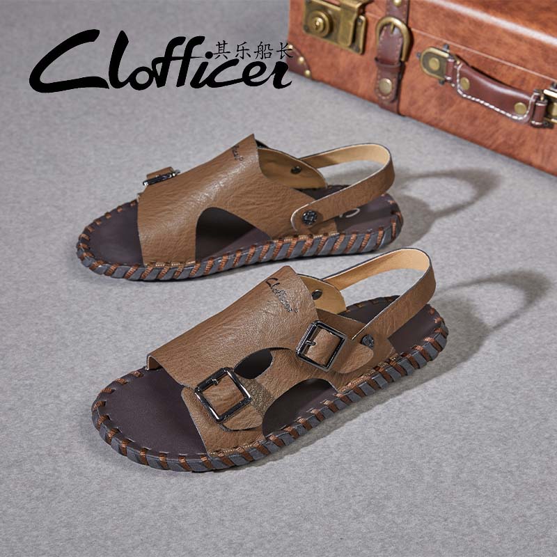 Fashion All-match Comfort Soft Footbed Indoor Outdoor Male Summer Slippers Mens Slip On Walking Shoes Men's Luxury Leather Slide Sandals