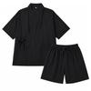 TOuWA Jinbei Cotton Unisex Set Cool Short Sleeve Large Size Summer Loungewear Room Wear Pajamas Japanese Style Kimono Plain Festival Fireworks Fathers