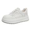 Leather Little White Shoes Women's New Versatile Thick Baseplate Shoes Student Soft-soled Sports Shoes Women