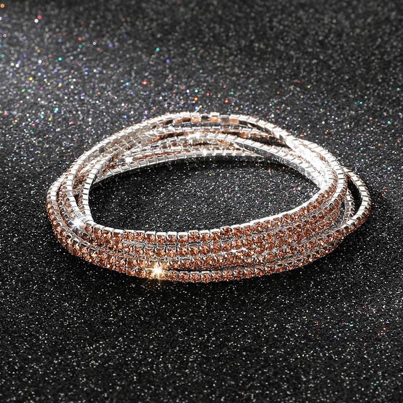 

5Pcs/Set Fashion Colorful Rhinestone Elastic Bracelets for Women Simple Luxury Shiny Bracelets Female Wedding Daily Jewelry