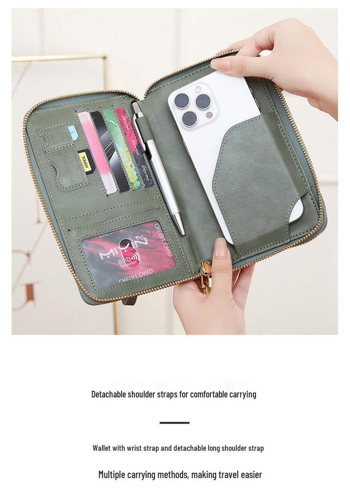 Multi-Functional RFID Anti-Theft Passport Crossbody Bag with Double Zipper