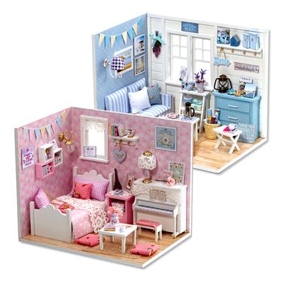 Diy Dollhouses Kulübesi Çocuklar İçin Doğum Günü Hediyesi İçin Yaratıcı Hediye, Işıklı Pratik El Yapımı Monte Edilmiş Model