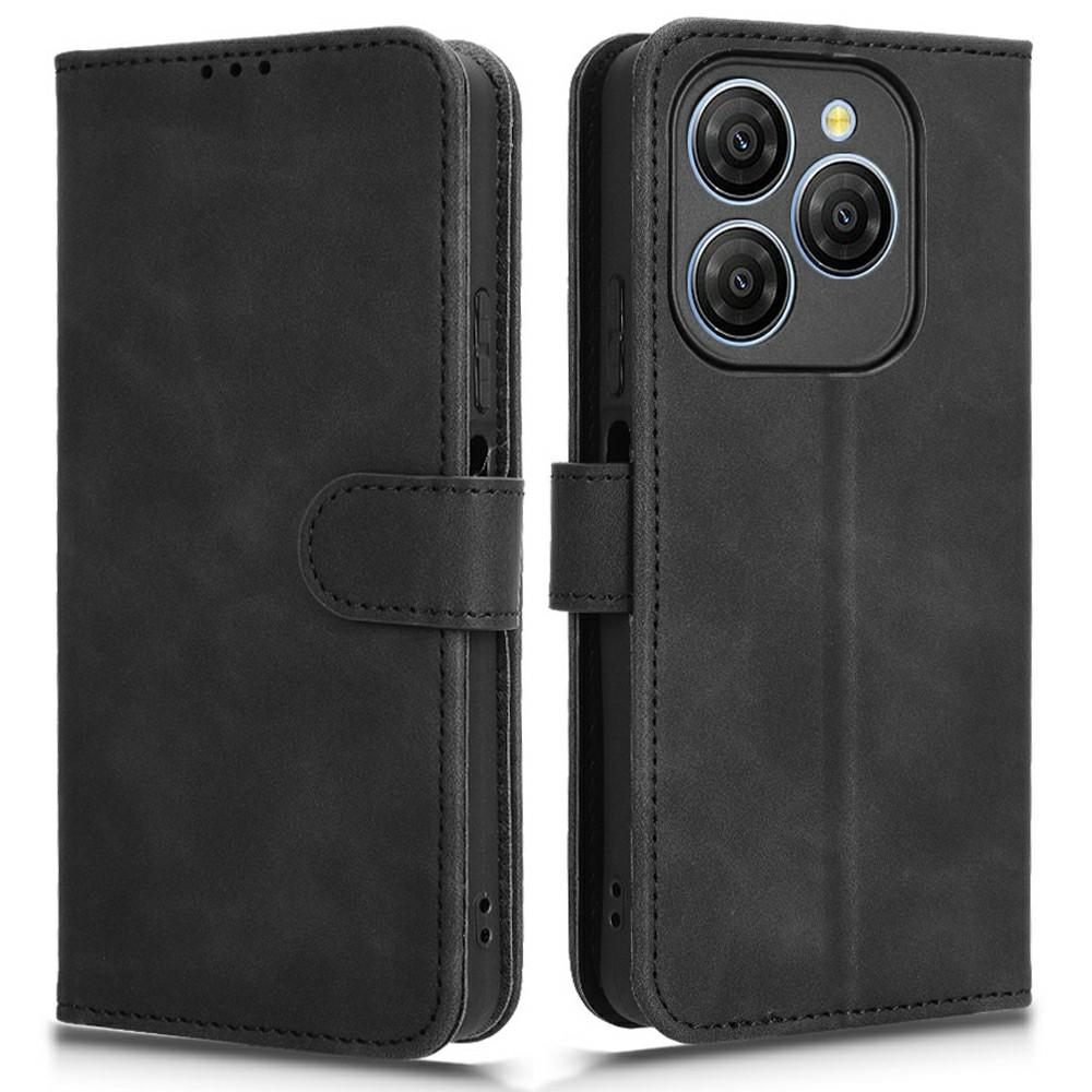 

For Blackview Shark 9 5G Leather Case Skin-Feel Anti-Drop Wallet Flip Phone Cover Black