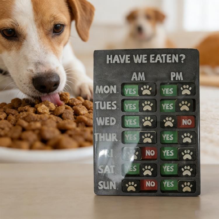 Large Magnetic Pet Feeding Monitor Board Durable Wood Composite Clear Indicators For Daily and Weekly Tracking