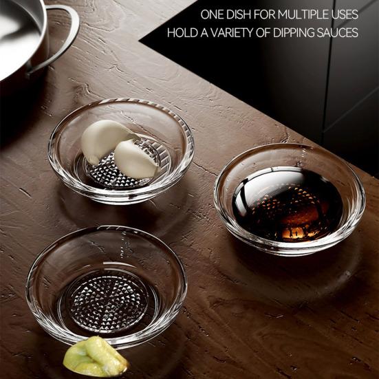 Yousheng 2 ks Japonská skleněná struhadla Miska na koření 60 ml Mini miska na dip s drážkami na strouhání Multifunkční nástroje na krájení zázvoru, česneku a cibule