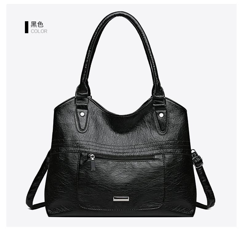

Одно плечо для матери и женщины, большая вместимость, мягкая кожаная повседневная сумка, модная сумка-мессенджер чёрный