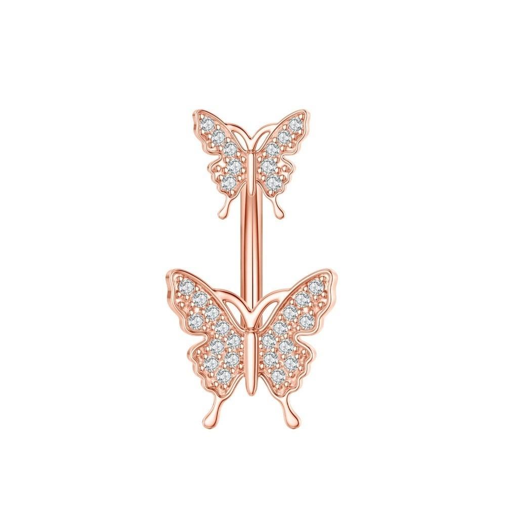 Flower Zircon Navel Ring Butterfly Heart Belly Button Ring Fashion Body Piercing Jewelry  Gift