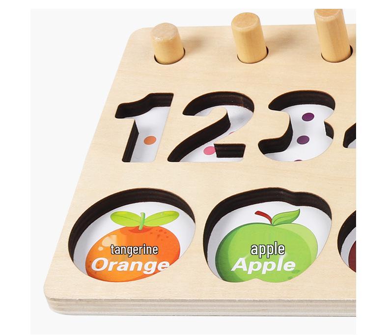 Children's Educational 5-in-1 Puzzle Board: Fishing, Numbers, Fruits & Building Blocks.