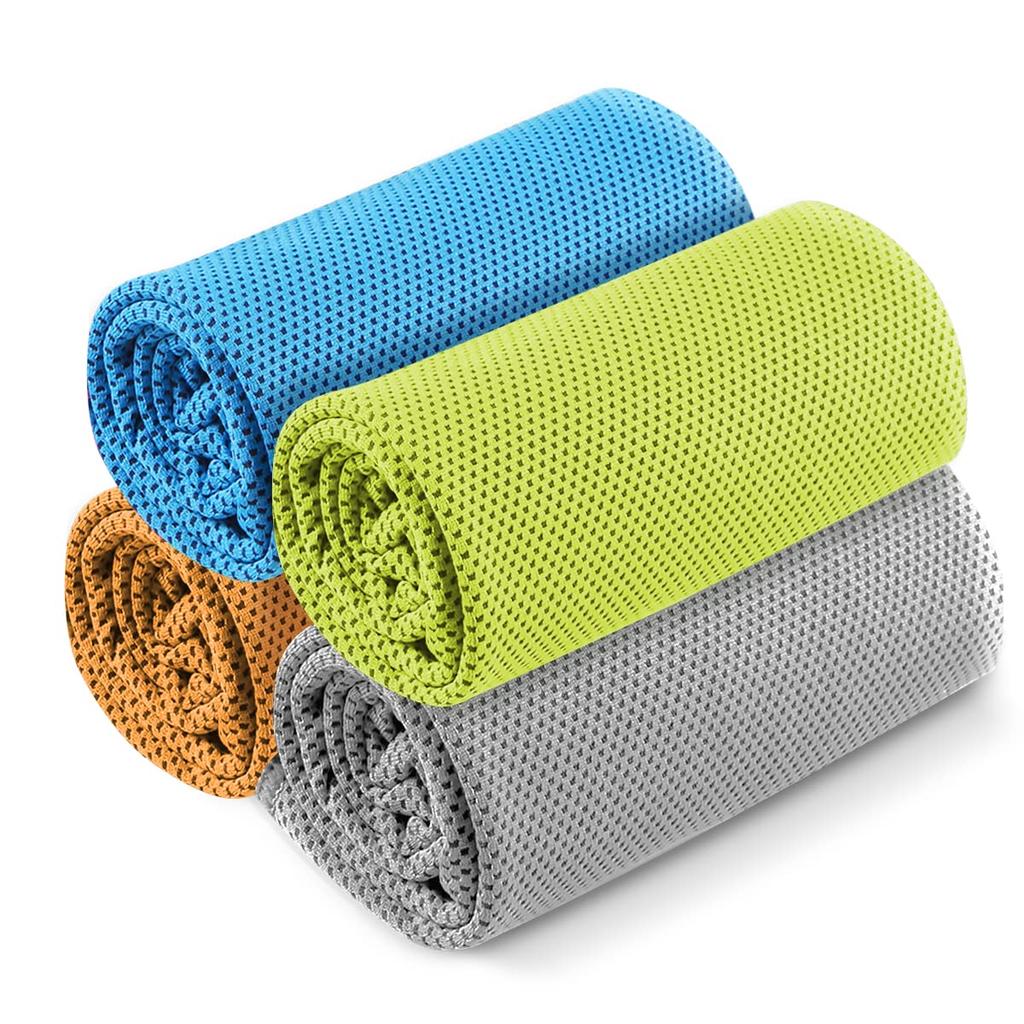 Set of 4 Cooling UV Instant Heatstroke Summer Outdoor Color 4 Towels, Protection, Cooling, Prevention, Heat, Quick-Drying, Reusable, Polyester, Use,