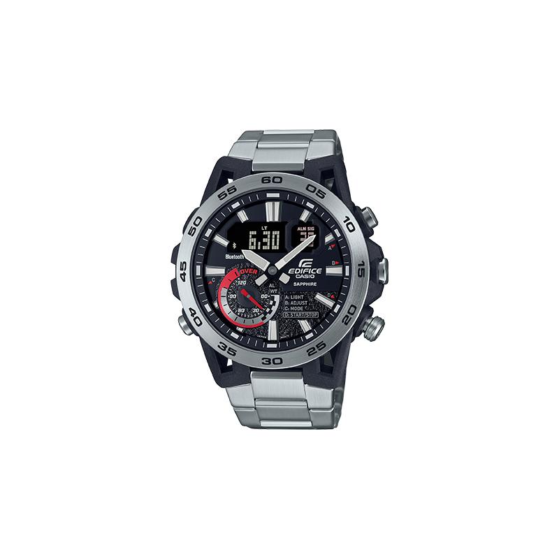

Casio EDIFICE Fashionable Waterproof Casual Business Bluetooth Connected Motorsports Design Inspiration 100mi Waterproof Quartz Movement ECB-40YD-1APR чорний