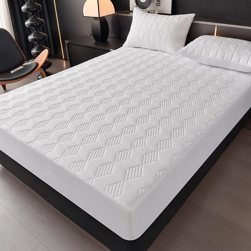 1 szt. Wodoodporny Pokrowiec na Materac Jednolity Kolor Pikowany Geometryczny Wzór Gruby Trwały Materiał do Domu i Akademika, Gładka Tekstura