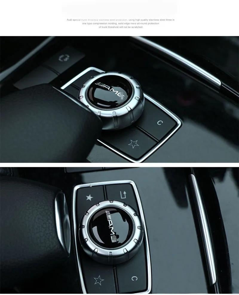 apsczt1 1 PCS Car Central control multimedia knob cover sticker Car Accessories For Mercedes Benz AMG GLC GLE E CLA GLA W205 W211 W213