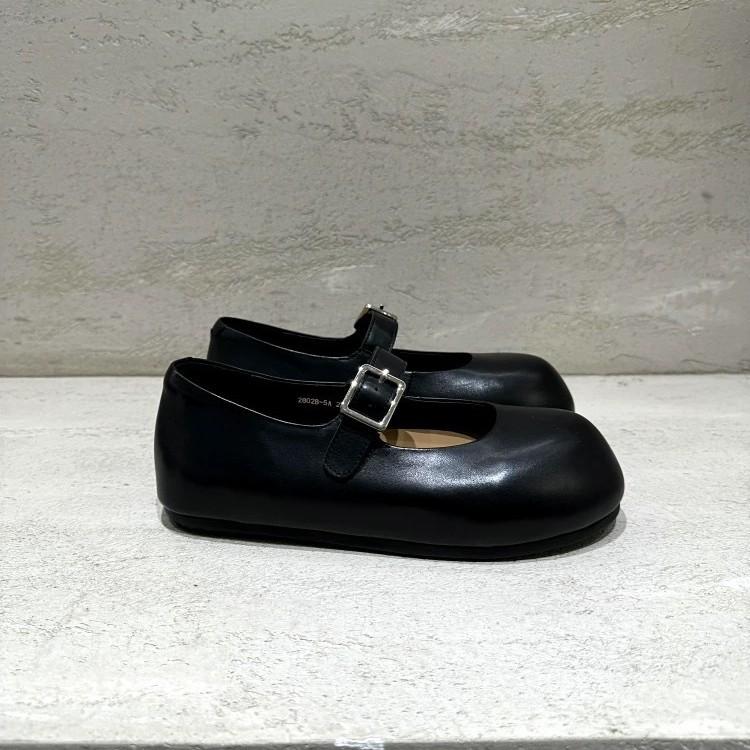 Sheepskin version~ Spring and Autumn new leather inner height increase one-word buckle with shallow mouth Mary Jane single shoes women's flat loafers