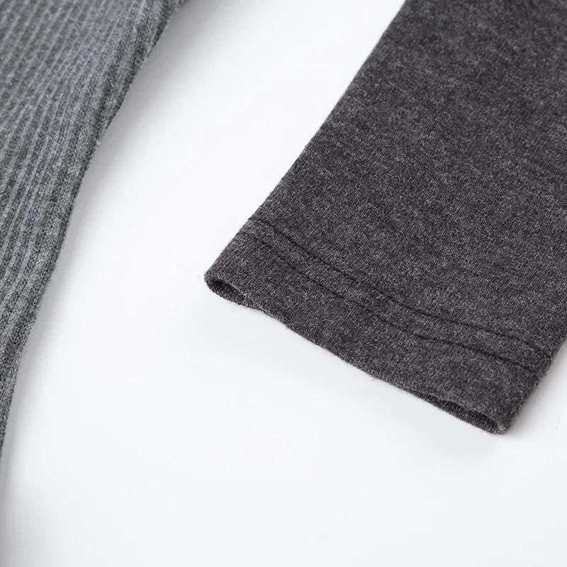 Y2K Polka Dot Print Contrast Patchwork Knitted Tops Grey Autumn Spring Cute Bow T-shirts Slim-fit Long Sleeve Knitwear