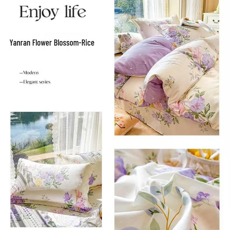 Class A Pure Cotton Bed Sheet, Duvet Cover, and Pillowcase Set – Available in Three-Piece or Four-Piece, All Seasons, Home/Homestay
