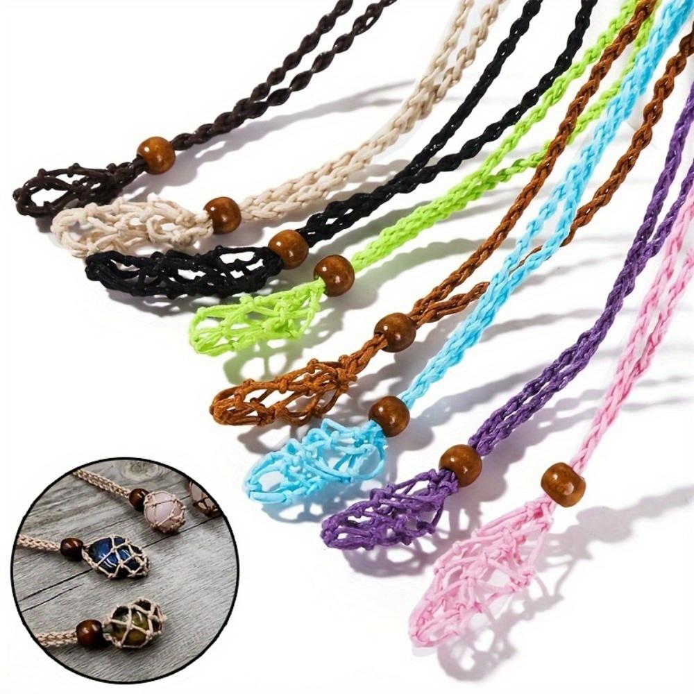 1pc Boho Style Adjustable Braided Necklace Cord with Stone Holder Handmade Net Design for Everyday Jewelry Accessories, Cord for Necklace