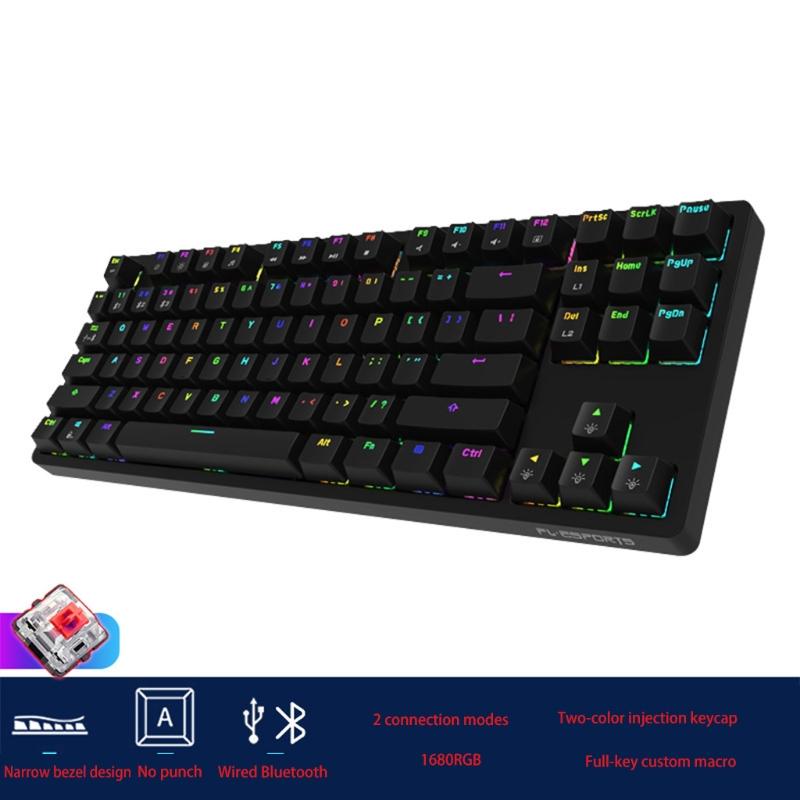 Mechanical Keyboard ABS Cover 87 Shaft Keys Mixed Color Light Colorful LED Effect Water Proof Electronic Gaming Keyboard