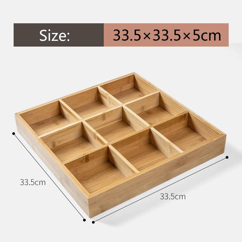 HeMu-Detachable Assembly Bamboo Partition Plate, Circular Square Dried Fruit Plate, Household Snack Storage Tray, Dessert Plate