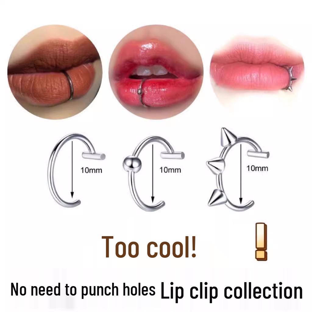 Titanium Steel Lip Stud Sticker: Trendy Fake Piercing Ring for Men & Women - Cool Disco Jewelry Accessory