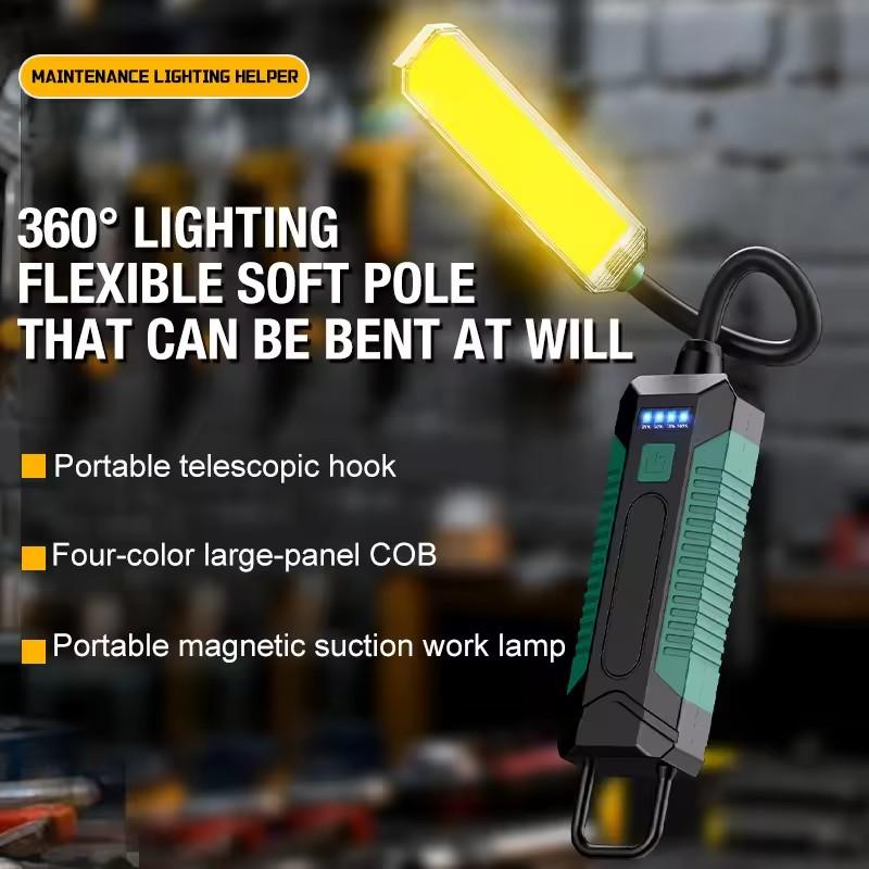 COB Work Light USB Rechargeable Led Work Light with 360° Swivel Hose Magnetic Hanging Hook for Camping Car Repair Emergency