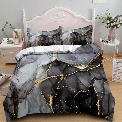 Luxuriöses Bettwäscheset aus schwarzem Marmor 3D Bettbezugset Einzelbett Doppelbett Twin King Size Teenager Erwachsene Bettzeug Weiche Polyester Bettwäsche