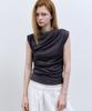 Nigaennikol Draped Shirring Sleeveless Top_Charcoal