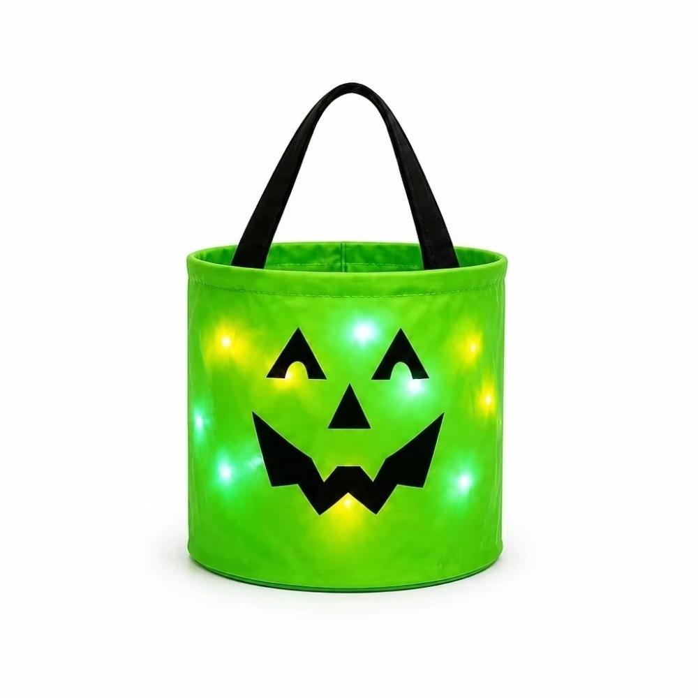 LED Halloween Wiaderko na Cukierki Duch Nadruk Halloweenowa Torba Tote Nowe Wiaderko Dynia Dzieci