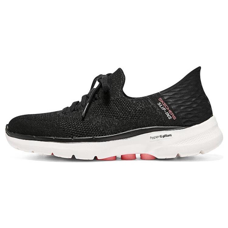 (WMNS) Skechers Go Walk 6 Lace Up Black Pink Women s 124568-BKHP EU 36